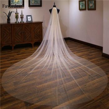 Long Light Champagne Bridal Veil with Comb