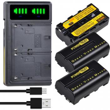 USB-Dual-Ladestation mit 2800mAh NP-F550/NP-F570 Batterie für Viltrox/Yongnuo YN300II/III YN600 Lichter
