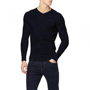 Superdry Felpa Vee in Cotone, Blu (Darkest Navy 49P), S Uomo