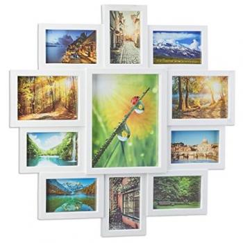 Collage di Foto Relaxdays, Cornice per 11 Foto, Bianco