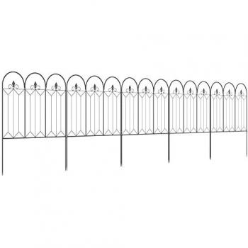 Clôture de Jardin Ornée Noir 305 × 79,5 cm (Outsunny)