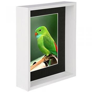 White 8x10 3D Deep Box Photo Frame with Black Mount and 5x7 Insert