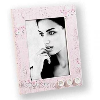 Mascagni Cornice 13x18 cm in MDF Rosa con Bottoni