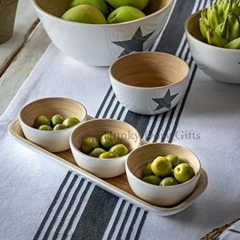 Bamboo Dipping Bowls with Tray