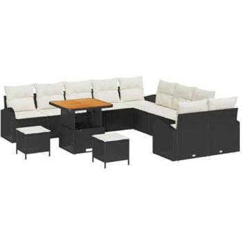 Black & Cream Garden Seating Ensemble by VidaXL – 13 Units, 80x80x71cm