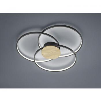 LED Deckenleuchte 3 Kreise Sedona Schwarz Ø80 cm