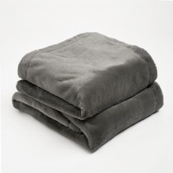 Sienna Grey Faux Rabbit Soft Warm Flannel Fleece Throw