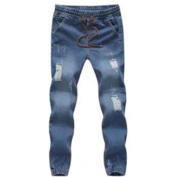Pantalon jogging homme cheville déchiré denim