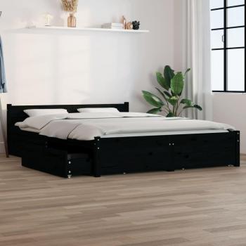 VidaXL Black Small Double Bed with Drawers 120x190 cm