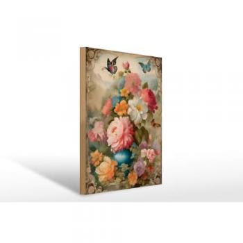 Vintage Blumen Holzschild 30x40cm