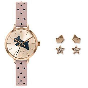 Montre Radley Fille Nuit Cuir Étoile Toile d'Araignée Cadran Ombré Double Boucle RY2912A-SET