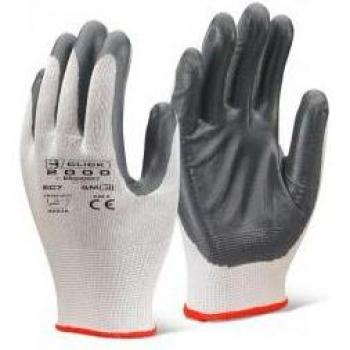 Beeswift Nitrile Palm Coated Gloves, Grey, Size S, Pack of 10