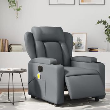 VidaXL Fauteuil de Massage Inclinable Électrique, Chaise de Relaxation avec Dossier et Repose-pied Réglables, Siège de Salon, Moderne, Gris Similicuir 3204540