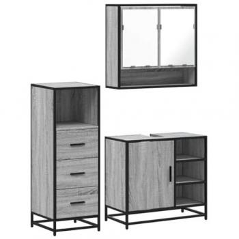 Grey Sonoma Engineered Wood 3‑Piece Bath Storage Set