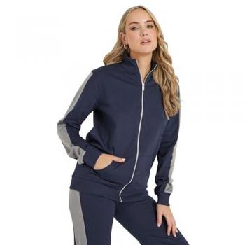 Hoodie Long Tall Sally bleu, panneau latéral avec fermeture éclair, 100 % coton