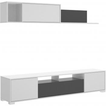 Mueble Alto “Soporte TV” de Dmora 200x41x180 cm – Blanco/Antracita