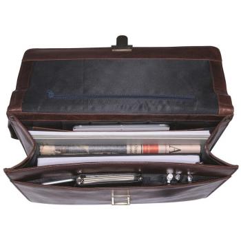 Leonhard Heyden Cambridge Briefcase with Laptop Compartment in Brown Leather