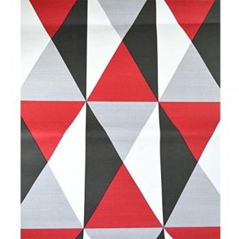 Papier Peint Vinyle 3D Géométrique Triangles Diamonds Gris Rouge Noir