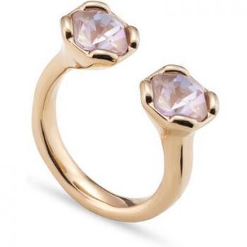 Anillo Aura Pink 18K Oro, Dos Cristales Rosa Enfrentados