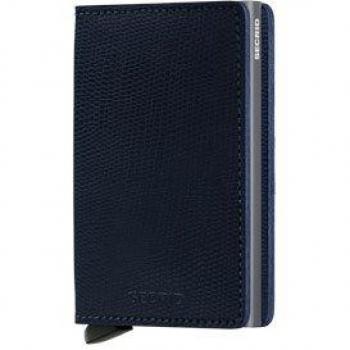Rango Blau‑Titanium Secrid Wallet mit Eidechsen‑Print