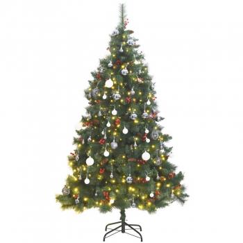 Albero di Natale 240 cm con 300 LED e Palline Incernierato