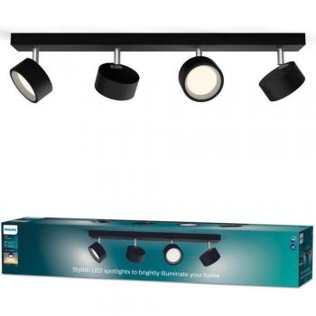 Philips Bracia Foco LED 4‑Luz Negra