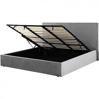 Lorient Grey Velvet Storage Bed 180 x 200 cm