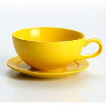 Tasse Latte 250ml avec soucoupe en porcelaine colorée