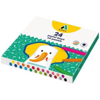 Adel Oil Pastel Set, Vivid Colours, 11.5 mm, Sliding Cardboard Box, 24 Colours