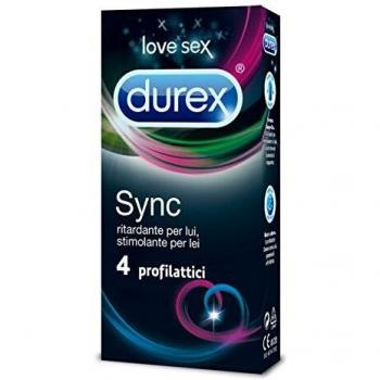 Durex Sync Preservativi Ritardanti e Stimolanti 4 Pezzi
