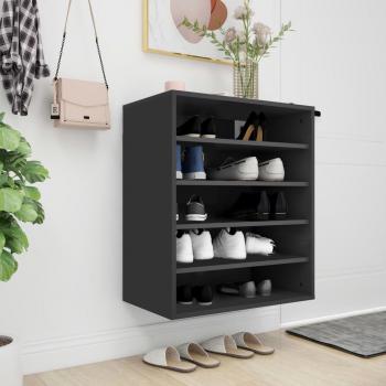 Día y Noche Mueble zapatero de madera contrachapada negro 60x35x70 cm