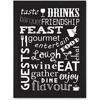 Drink & Food Feast – Framed Black Quote Wall Art