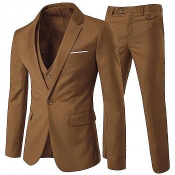 Vestimenta Empresarial Slim Fit 3 Piezas Marrón Claro