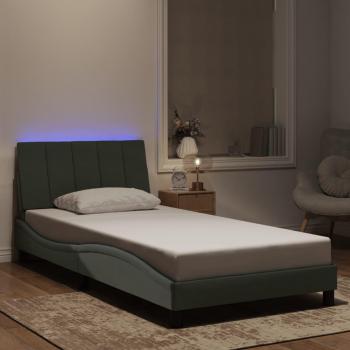 VidaXL, Bett, Bettgestell mit LED-Leuchten Samt (100 x 200 cm)
