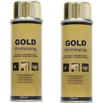 2 x Aérosol Chrome Or Effet Miroir 200 ml