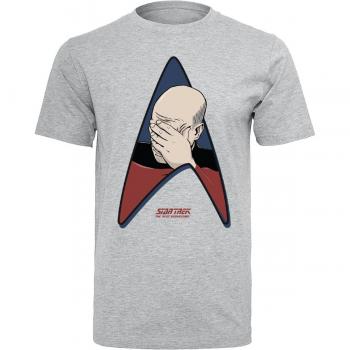 Mottled Grey Star Trek Picard Facepalm Shirt – Men’s S–XXL