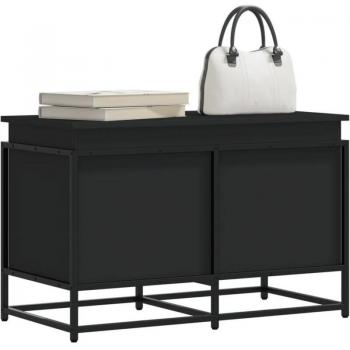 TORANA Caja de Almacenamiento con Tapa de Madera Negra 80x40x51,5 cm