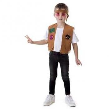 Kit de Disfraz Hippie para Niño: Chaleco y Cinta de Paz