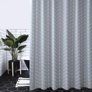 Waterproof PEVA Blue Plaid Shower Screen