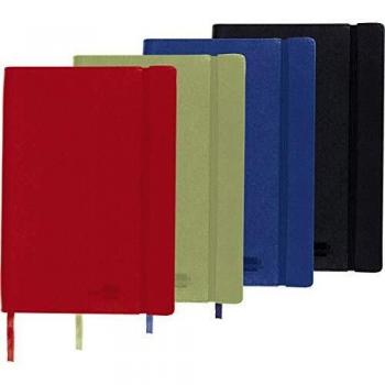LIBRETA LIDERPAPEL ENCOLADO CON GOMILLA TAPA SIMIL PIEL COLORES SURTIDOS DIN A5 70G LISO 120H