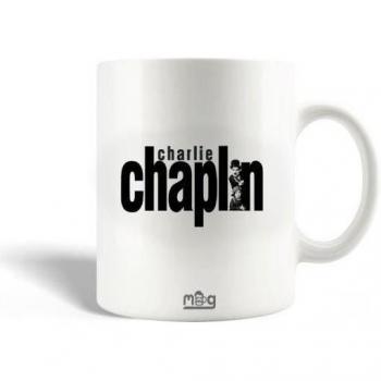 Tazza Ceramica Nera con Immagine di Charlie Chaplin