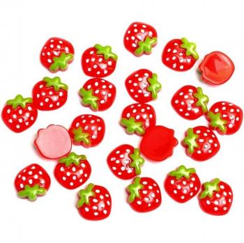 Cabochons plat fraises en résine rouge, accessoires de mariage, 40 pièces