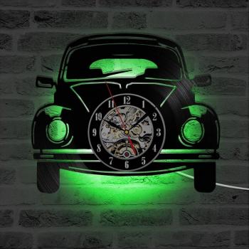 Kreative Wanduhr aus Vinyl im Automotiv-Stil – LED Beleuchtung für Zuhause