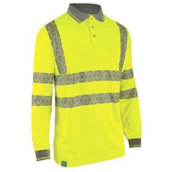 Beeswift Recyclable Hi-Vis Long Sleeve Polo Shirt Yellow (XL)