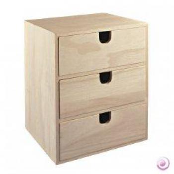 Cassettiera in legno Rayher, 3 cassetti, 21,5 x 14,5 x 16 cm