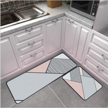 Geometric Pink Kitchen Rug
