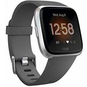 Fitbit Versa Lite Smartwatch, Charcoal/Silver Aluminum, S & L Bands Included