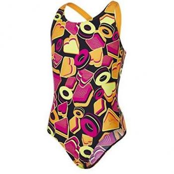 Speedo Mädchen Ignition Pop Schwimmwear – Schwarzer Jaffa mit Electric Pink, 152