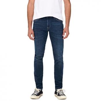 Only & Sons Skinny Jean Mod. 22024514 de Loom, 5 Bolsillos, Talle 32/34 Azul Oscuro