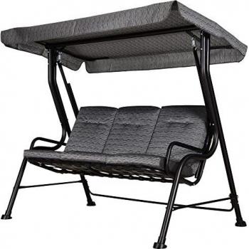 Balancelle de jardin 3 places OutSunny – Toit rétractable, coussins polyester épais